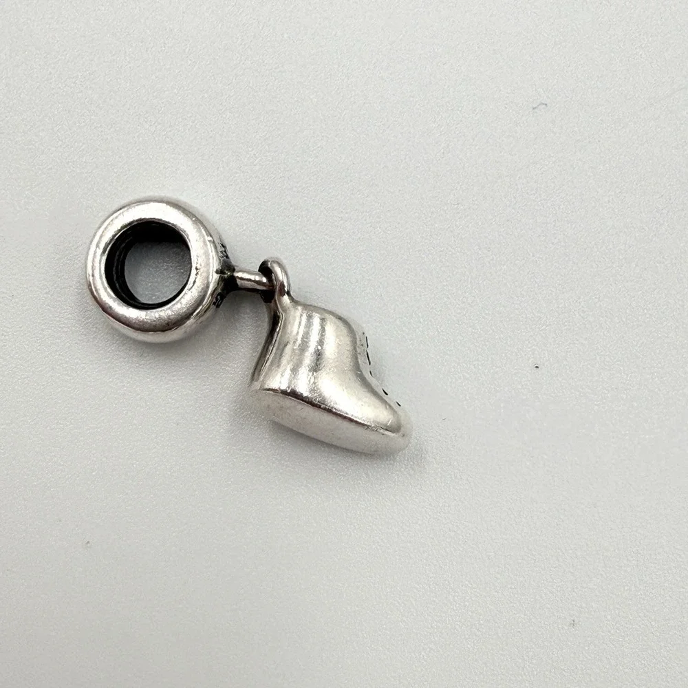 Pandora Sterling Silver Two Tone Baby Boy Bootie Shoe Dangle Bead Charm - Picture 4 of 6